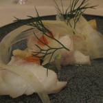 アクアヴィット - 鱈と根セロリのソルトベイク　鱒子、フェンネル、ディル