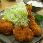 とんかつ美とん - ミックス定食（海老、ヒレ）