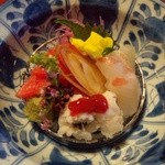 [向附]天草・鱧牡丹造り・鮪・打ち茗荷