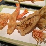 銀座 捨松 - 天ぷら　国産活車海老と 江戸前穴子の1本揚げ