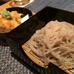 銀座 捨松 - 食事　海老のかき揚と会津蕎麦