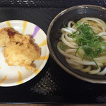 こがね製麺所 - かけ小 そのまま＋とり天