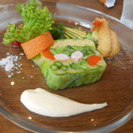 天使の海老と初夏の野菜のテリーヌ