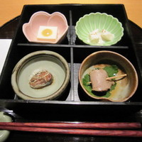 錦輝茶寮 - 前菜の松花堂風四種盛り込み！美味しいものを少しづつが良いですね＾＾ 