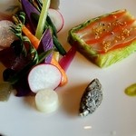 バーグ - 越の鶏生ハムとキャベツ、人参のプレッセ