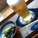 手打うどん ひばり - グラスビール300円