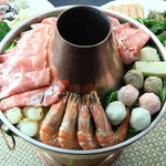 토호쿠 산채 흰 고기 숯불 구리 냄비 세트
