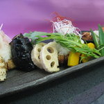 Misato - 野菜たっぷり和風香味野菜かつ。一度で3つの味が楽しめます。山かけkatu/生姜風味katu/おろし茗荷風味katu