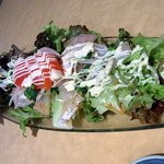 魚菜屋 海祭 - カルパッチョ風シーフード海祭サラダです。サラダは大根サラダ、れんこん明太サラダ、じゃがいもパリパリサラダとあったのですがやっぱり、魚系と言うことでシーフードにしました。