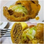 肉のますゐ - サービストンカツとハンバーグの断面