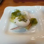 オステリア ブッコ - 針イカゲソのマリネ＋ポテトスモーク＋生海苔ジュレ添え