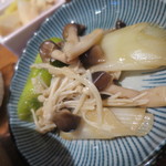 こはなカフェ - 長ねぎときのこのバーターしょうゆ