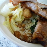 金仙魚丸店 - 程よい厚みの豚あばら唐揚げに魯肉飯の肉やタレ、キャベツや小松菜など野菜も