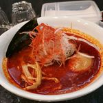 麺屋 どうげんぼうず - 味玉辛そば（シバキ）　880円+シバキ100円。見た目ほど辛くなく、塩味と辛味が調和されています。　