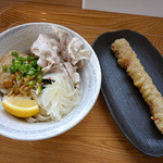 合田うどん - 味噌豚ぶっかけ冷とちくわ天