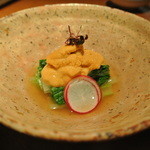 酒とそば まるき - 海水雲丹と白菜のおひたし