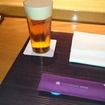 一心鮨 光洋 - 最初の一杯。プレミアムモルツ。