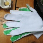 ツキサップじんぎすかんクラブ - 手袋でたけのこをむきます。