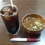 瀧野川 - 後出しの味噌汁とアイスコーヒー。