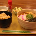 あすなろ食堂 - H26/10うどんセット、味ご飯