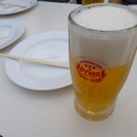 藤崎ビアガーデン - 生ビール！オリオンビールのジョッキですが中身はアサヒの生ですw勿論オリオンビールの生もあります