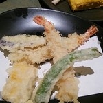 京すいしん - 天ぷら盛り合わせ（提供と同時に海老さんが1本さらわれました（笑））