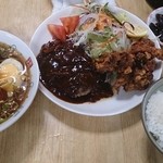 Kou ryuu - ハンバーグ唐揚げセット定食？