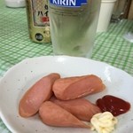 福栄のから揚げ - 魚肉ソーセージは炒めてくれました。(^O^)