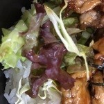 けやき食堂 - 肉下にはキャベツの千切りとグリーンレタスが。