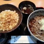 手打ちそば　極楽乃 - 2015年    ひやがけ650円+たぬき丼250円