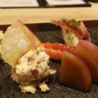 和創ふんりんかん ぎり - 車海老といくら、ほうじ茶味のまるじゅん、コーヒー味の南瓜、ゲソ明太子他