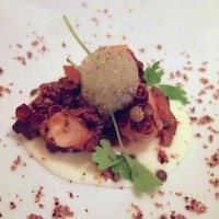 ポンテ デル ピアット - 真蛸のトマト煮〜じゃがいもソースとレンズ豆の