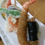 蕎麦正まつい - 蕎麦を使った海老天♪