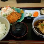 Minato Tei - 揚げなすのおろし煮とメンチカツ