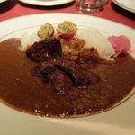 アピシウス - 第9回チャリティーカレー（2015.5.31）　鹿のキーマカレー　牛ハツのタンドリー添え