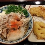 丸亀製麺 - 豚マリネぶっかけ＋レンコン天＆かしわ天