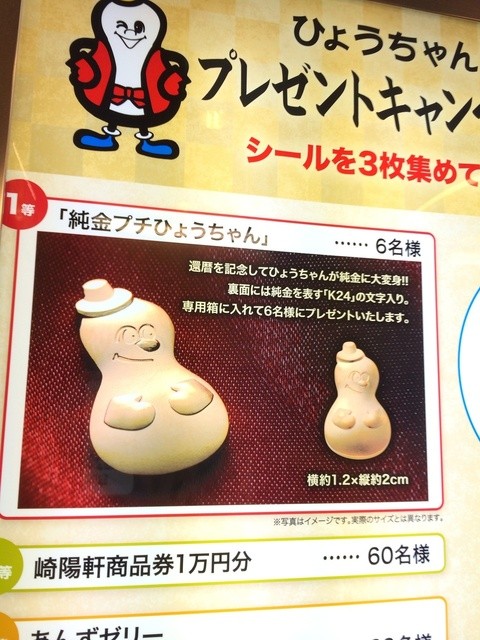 【ぽんぽこるっと】崎陽軒　70周年　金色のひょうちゃん 70周年記念「ひょうちゃん」 崎陽軒・シウマイのしょうゆ入れ 表情7つ