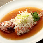 Steamed fresh fish, Cantonese style (current price, reservation required)