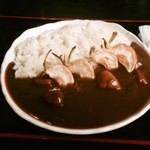 Ajidokoro Sobanomi - 朝カレー、焼いた季節の野菜が乗っている。