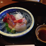 和 あすか - 向付 ひっさげ、甘海老、天然鯛湯引き