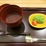 日本料理 太月 - 27年6月　抹茶アイス・サクランボ、冷しぜんざい