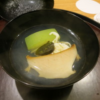 日本料理 太月 - 27年6月　千葉産蒸し鮑・肝、鱧素麺、冬瓜の椀