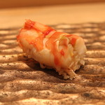 三谷 - 大分県産 車海老、Meursault 2007 1er Cru "Les Poruzots" Chateau de Puligny-Montrachet と共に　(2015/05)