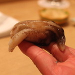 三谷 - トリ貝、東洋美人　純米大吟醸　播州愛山 と共に　(2015/05)