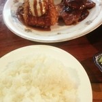 Shouriki - ライス＋天然ヒラメのフライ＋豚肉照り焼き＋メロン