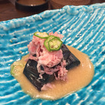 魚菜 由良 - 牛しゃぶとナス 胡麻ポン酢だれ