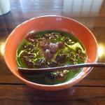 魚菜料理 縄屋 - レンコン餅の宇治金時、抹茶のビター感と風味が美味しい