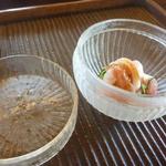 魚菜料理 縄屋 - すずきの昆布〆 ポン酢ダレかけ