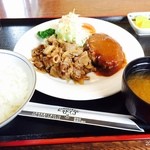 にんにく亭 - ハンバーグとラム生姜焼き定食