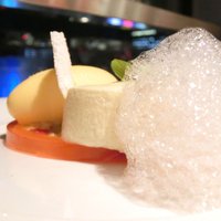 ブラッスリー ポール・ボキューズ 大丸東京 - ≪'15/06/22撮影≫デザートセット 1026円 の白ワインのバヴァロア カンパリ＆グレープフルーツのジュレと彩りフルーツ マンダリンのソルベ